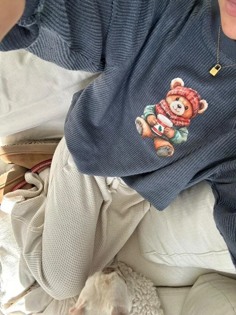 Christmas Teddy Bear Sweatshirt - Etsy | Etsy (US)