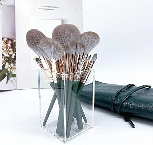 14 Piece Makeup Brush Set , Premium Wood and Cruelty-Free Synthetic Fiber Makeup Brushes in Green wi | Amazon (US)