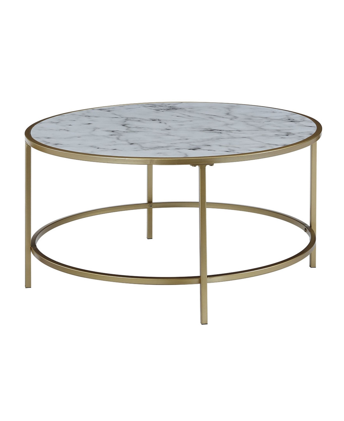 Convenience Concepts Gold Coast Faux Marble Round Coffee Table - Gold | Macy's