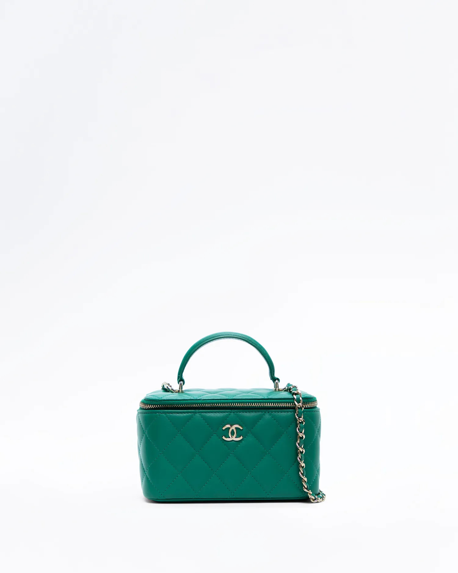 Lambskin Quilted Top Handle Vanity with Chain | Vivrelle
