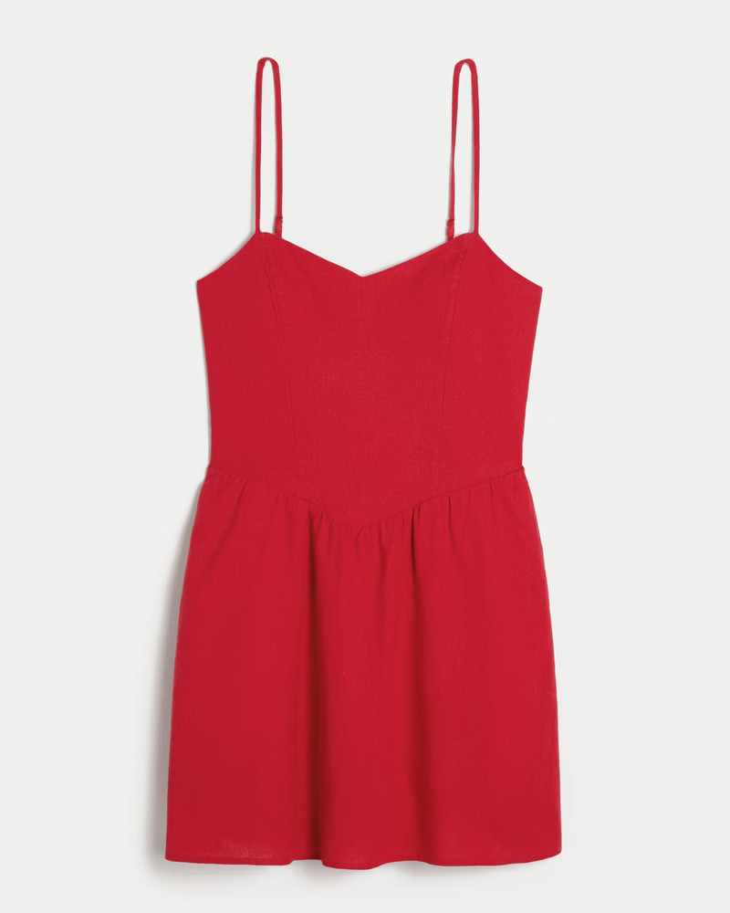 Women's Open-Back Linen-Blend Skort Dress from Hollister | Hollister (US)