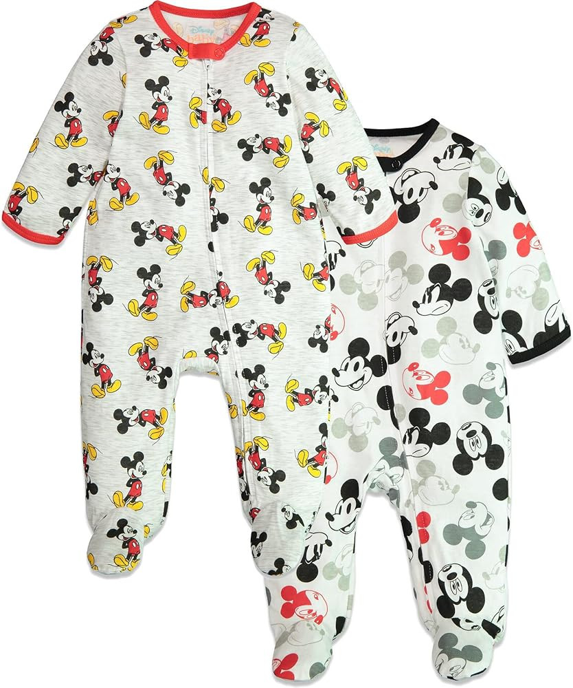 Disney Mickey Mouse Baby 2 Pack Zip Up Sleep N' Play Coveralls Newborn to Infant | Amazon (US)