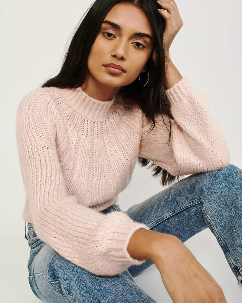Fuzzy Mock Neck Sweater | Abercrombie & Fitch US & UK