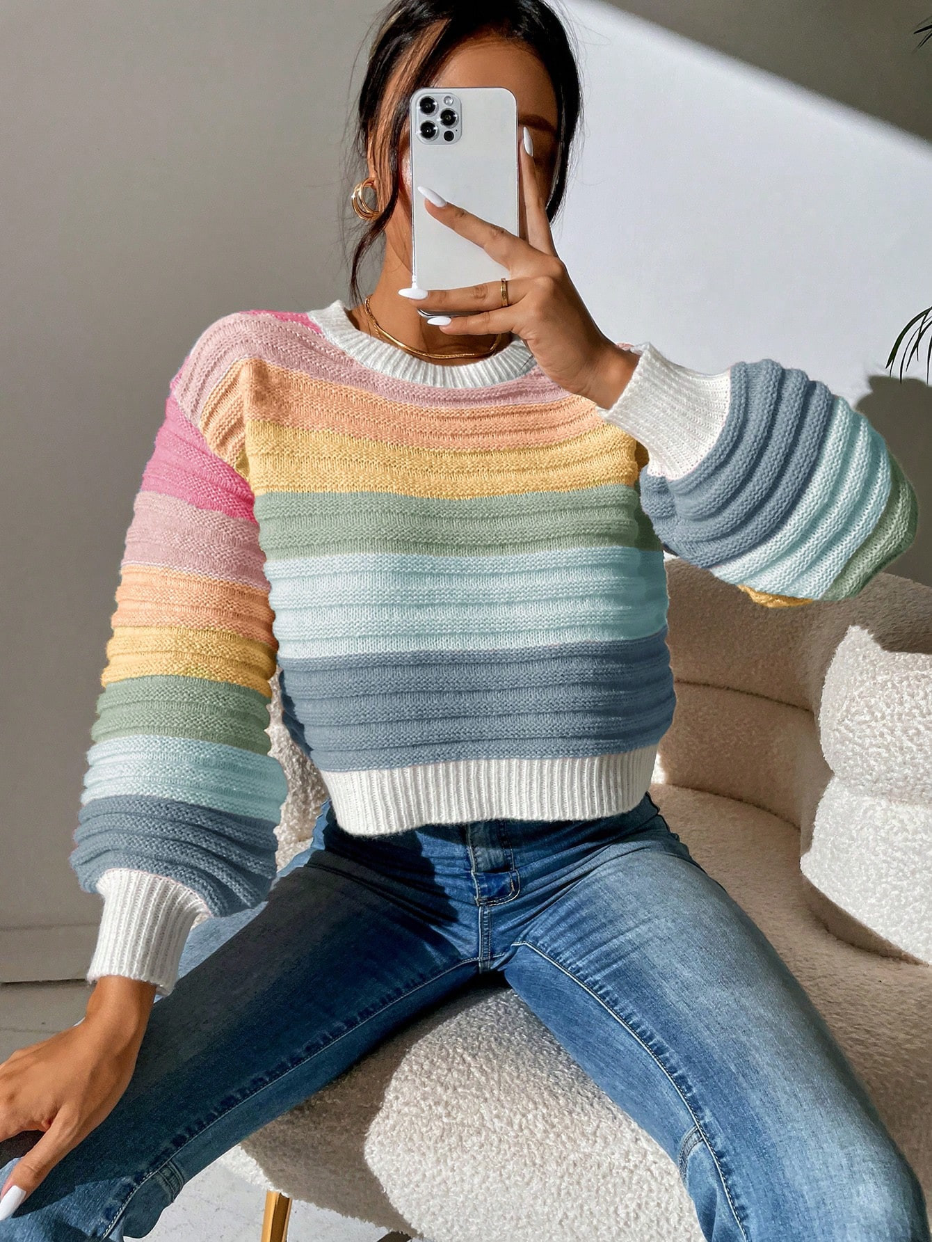 Color Block Drop Shoulder Sweater | SHEIN