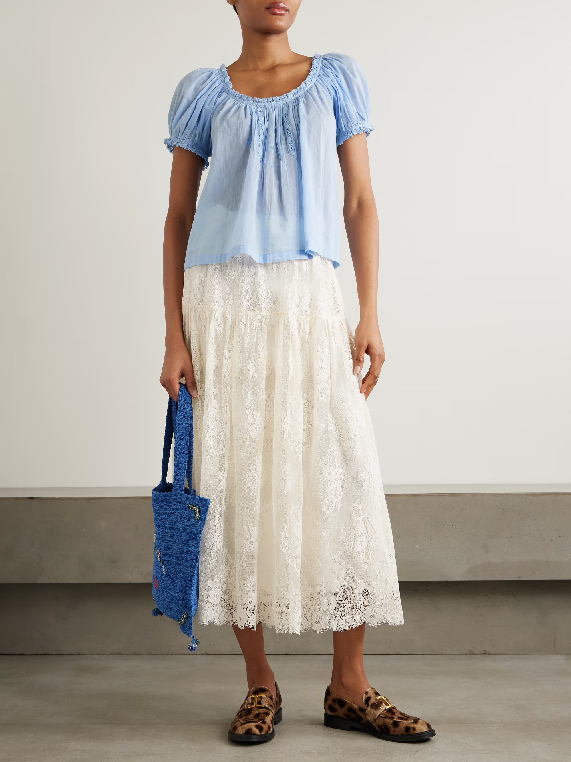 Sebastiane tiered lace midi skirt | NET-A-PORTER (UK & EU)
