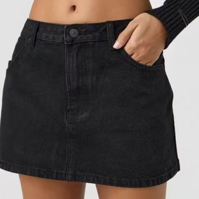 Womens Denim Skirt Casual Mini Jean Skirt Stretch Low Waist Jean Skirt For Women Zip Fly Denim Mini Skirts Black M | Target
