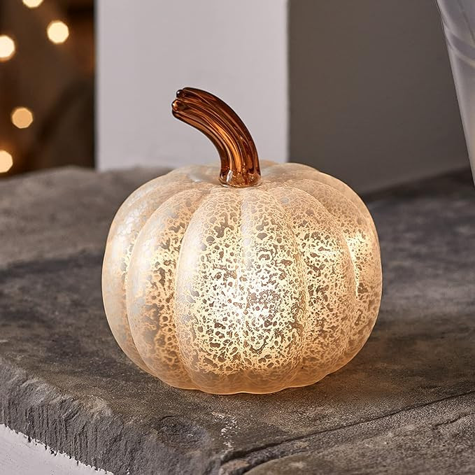 Lights4fun Zucca Decorativa di Halloween in Vetro Bianco Effetto Antico con LED Bianco Caldo a Pi... | Amazon (IT)