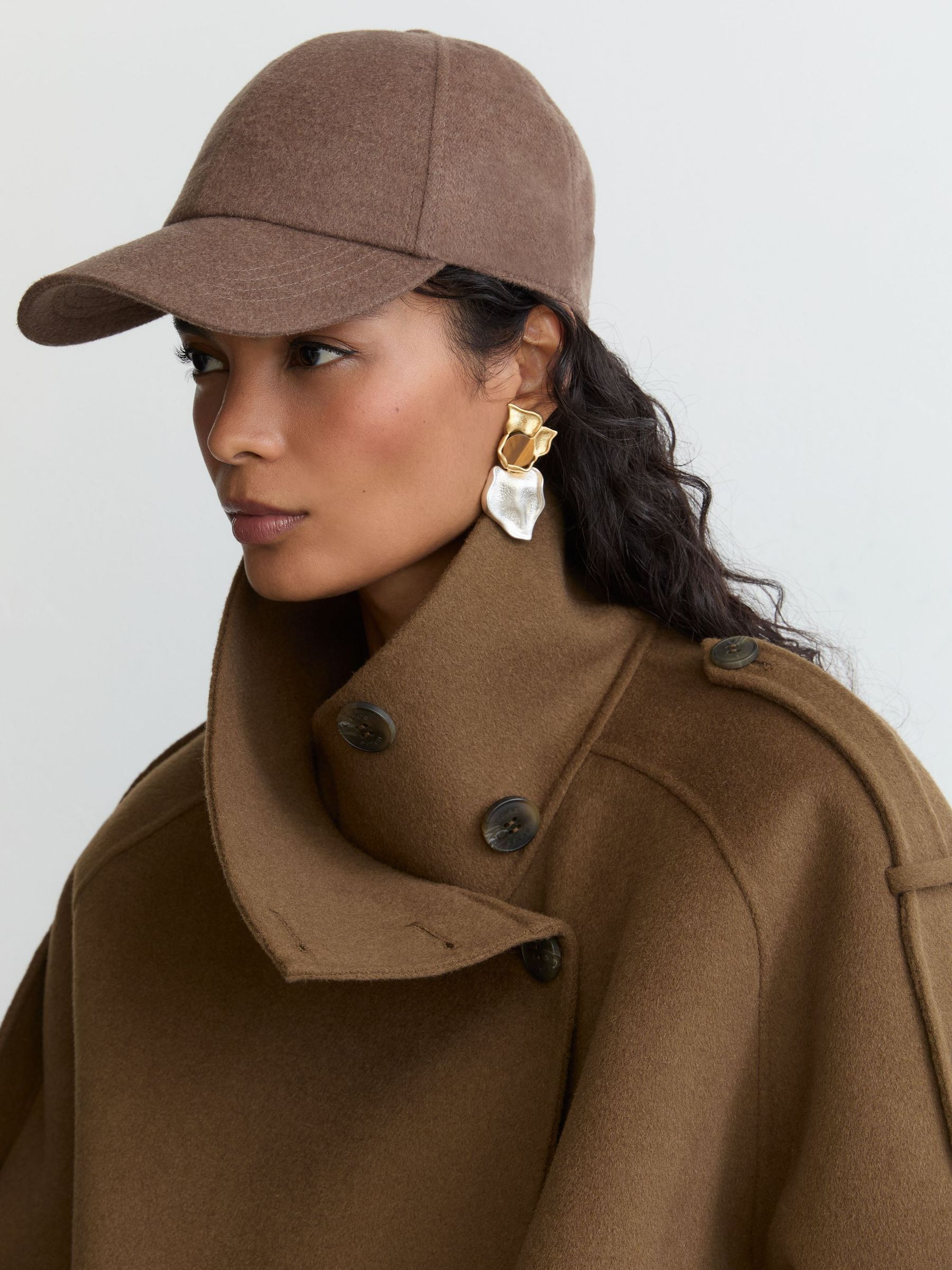 Wool-Silk Blend Baseball Cap | Reiss UK