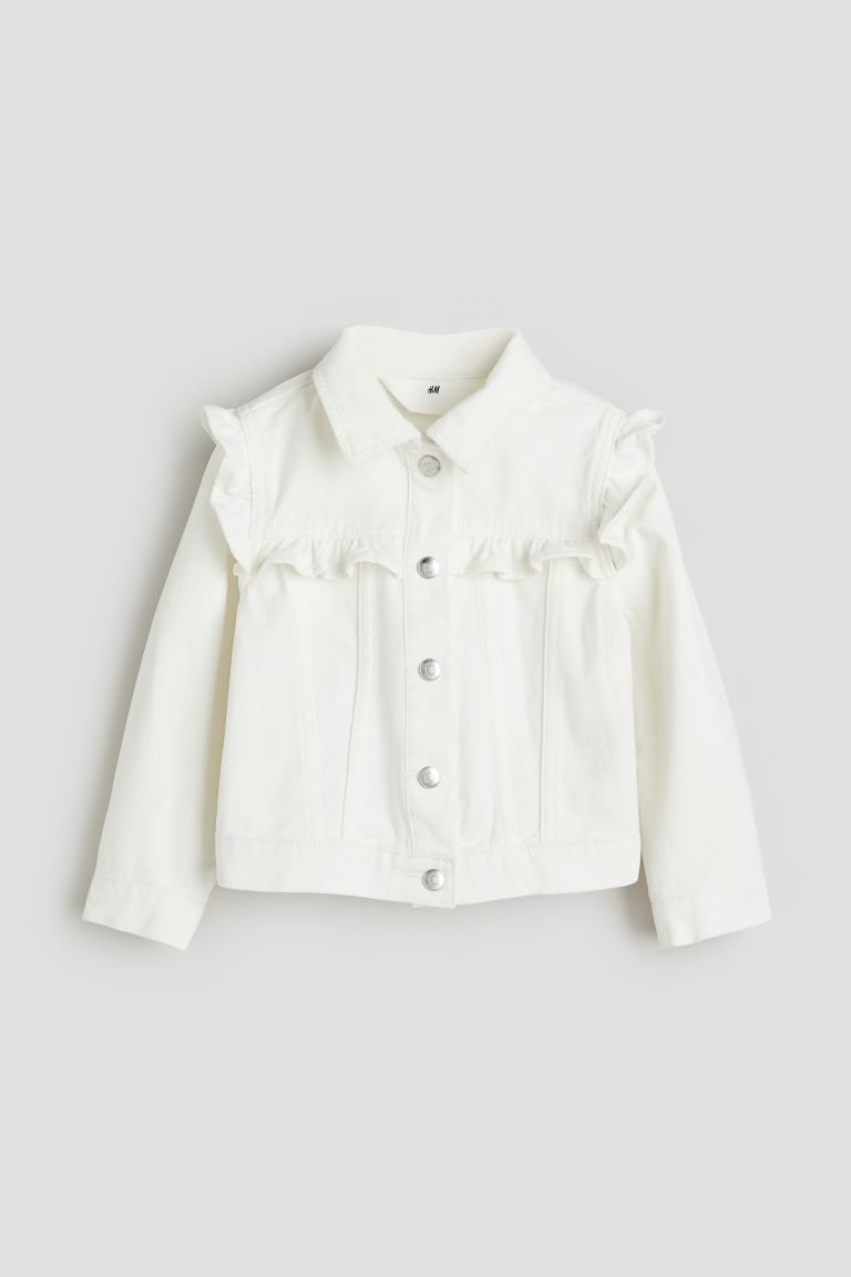 Ruffle-trimmed Twill Jacket - White - Kids | H&M US | H&M (US + CA)