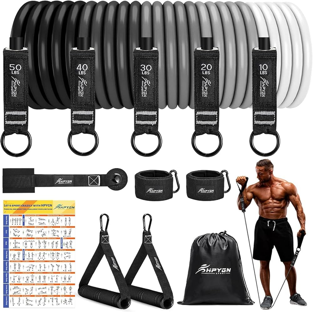Resistance Bands Set, 150lb/200lb/250lb HPYGN Exercise Resistance Bands with Handles, 5 Tube Fitn... | Amazon (US)