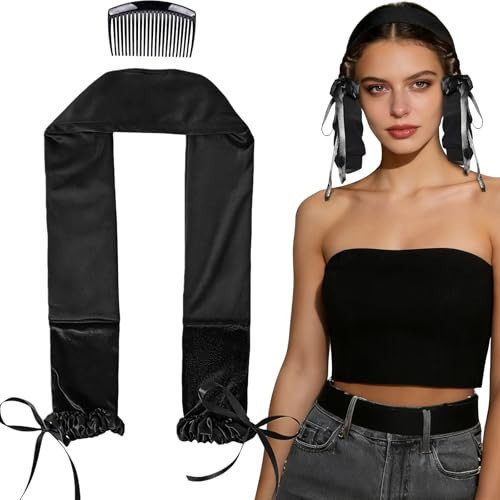 Sleepie tie, Heatless Curling Scrunchie Overnight Blowout, Sleep Hair Tie, Heatless Hair Curler Damage-Free, for Sleeping Soft Rollers for Overnight No-Heat Curls Long Hair To Sleep(Black) | Amazon (US)