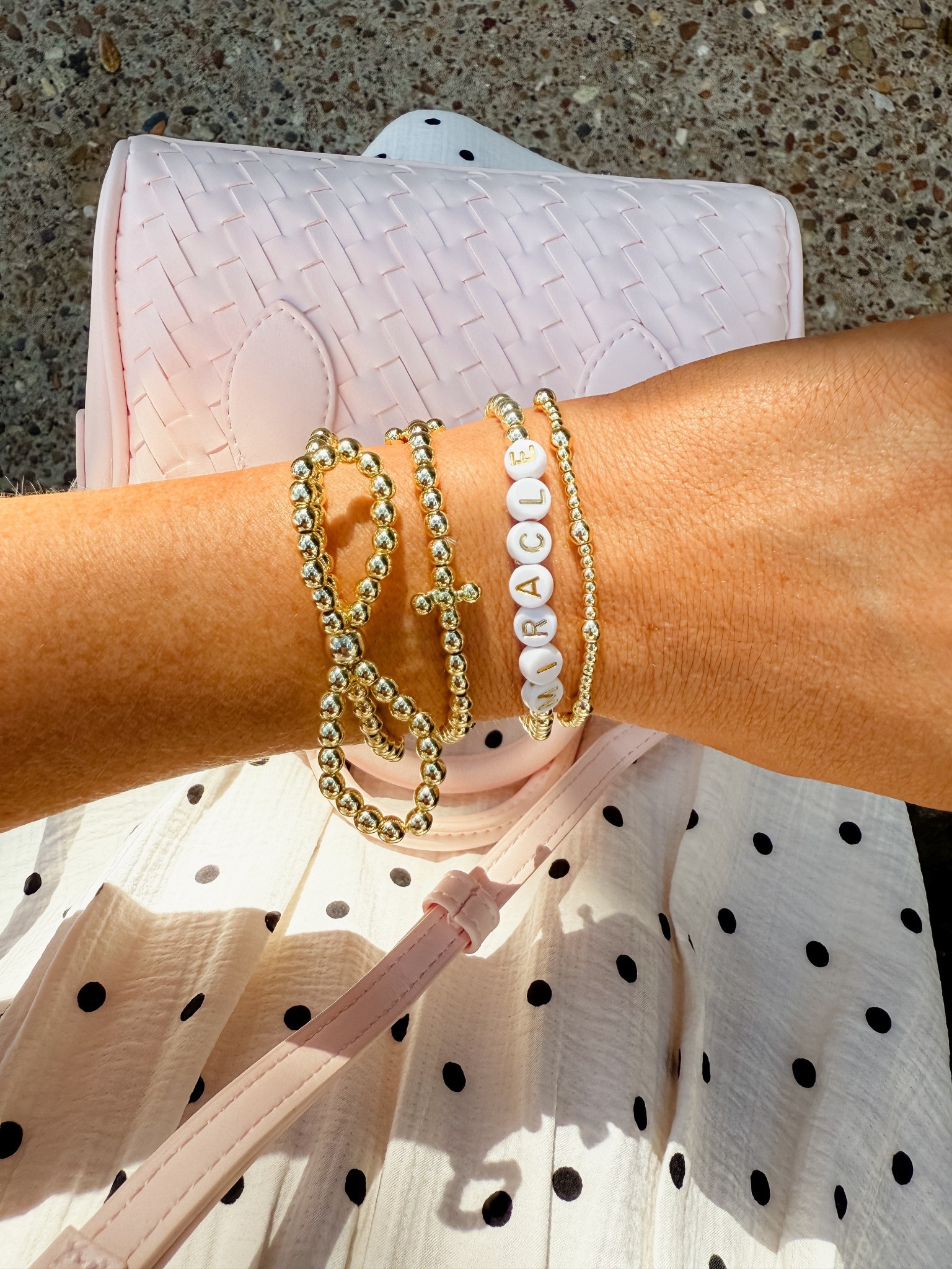 Stacks I wore today from @cocosbeadsandco  🖤🩷

#LTKootd #LTKmomlife