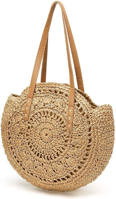 Bamboo Handbag Tote Bag by Handmade Straw Bag for Women Natural Basket Bag for Summer Beach | Amazon (US)