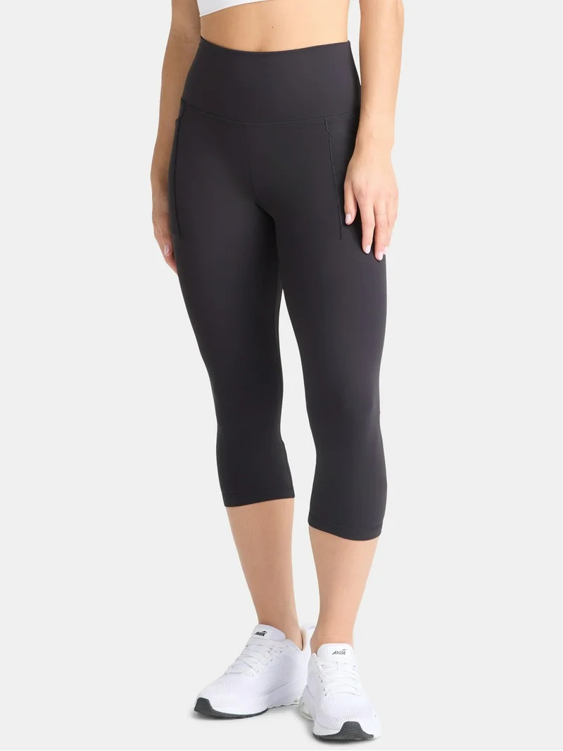 Avia Women's and Women's Plus SoftSculpt High Rise Capri Leggings with Pockets, Sizes XS-4X | Walmart (US)