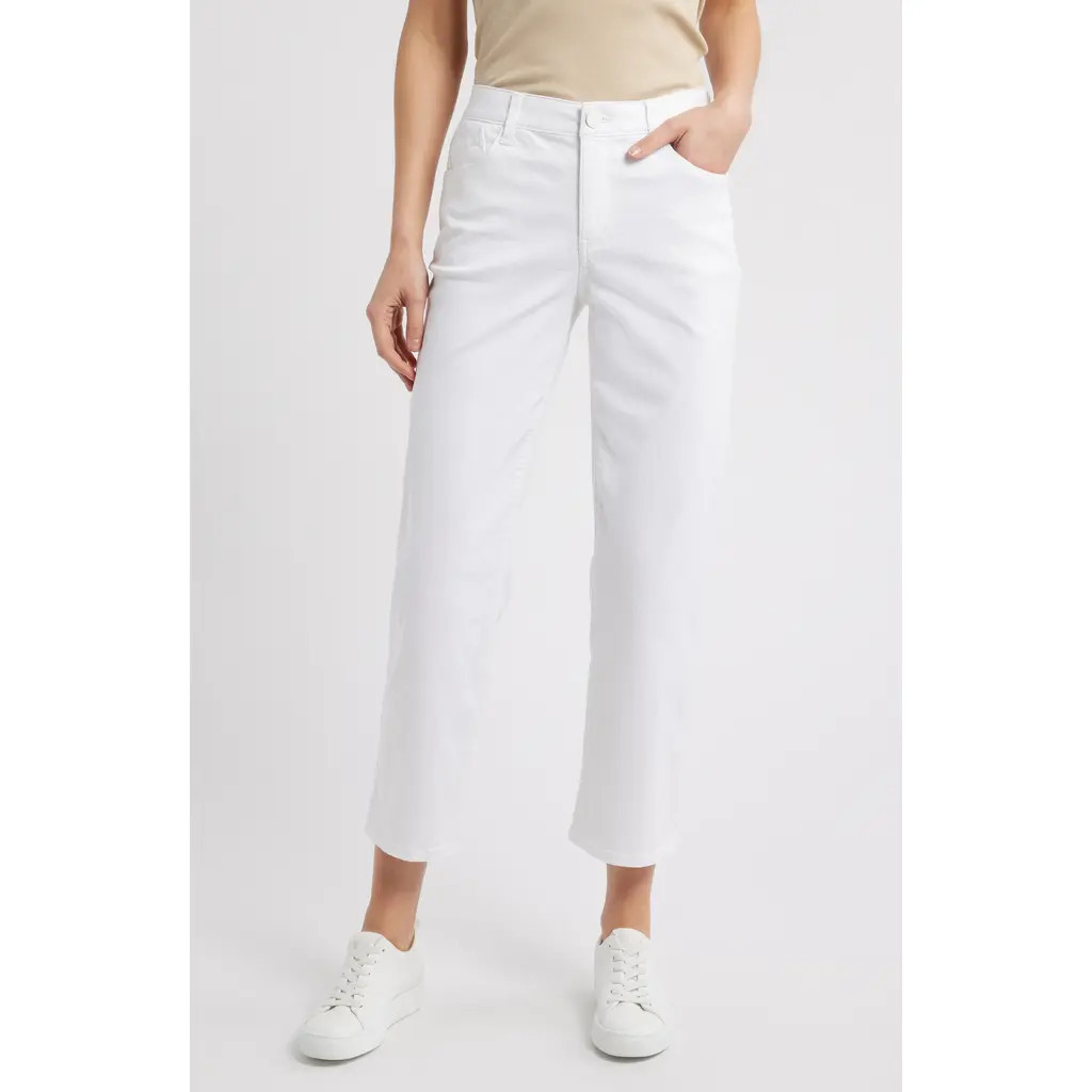 Wit & Wisdom High Waist Straight Leg Stretch Twill Pants in Optic White at Nordstrom, Size 4P | Nordstrom