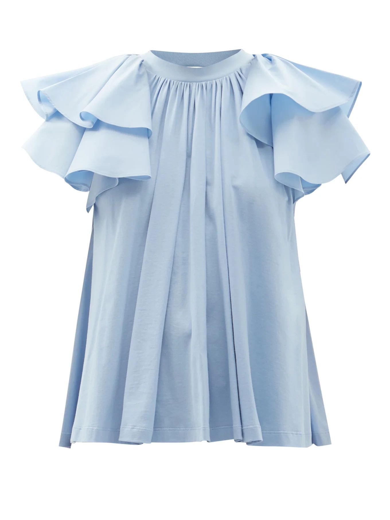 Ruffled-sleeve cotton-jersey top | Alexander McQueen | Matches (US)