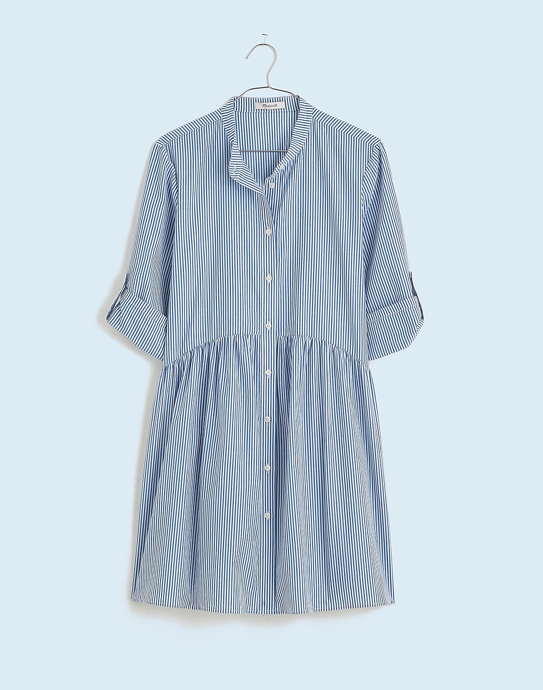 Button-Front Gathered Mini Dress in Stripe Poplin | Madewell