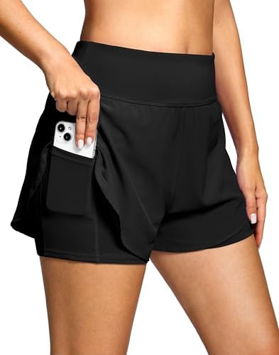 Soothfeel Women's 2 in 1 Running Shorts High Waisted Lightweight Athletic Workout Gym Yoga Shorts... | Amazon (US)