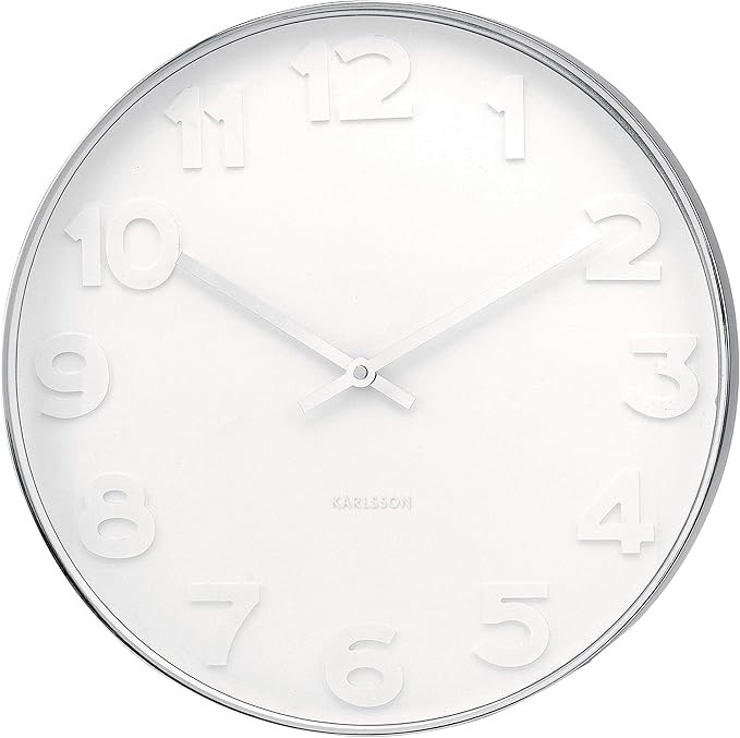Present Time Karlsson Wall Clock Mr. White Numbers Steel Polished, 15-Inch | Amazon (US)