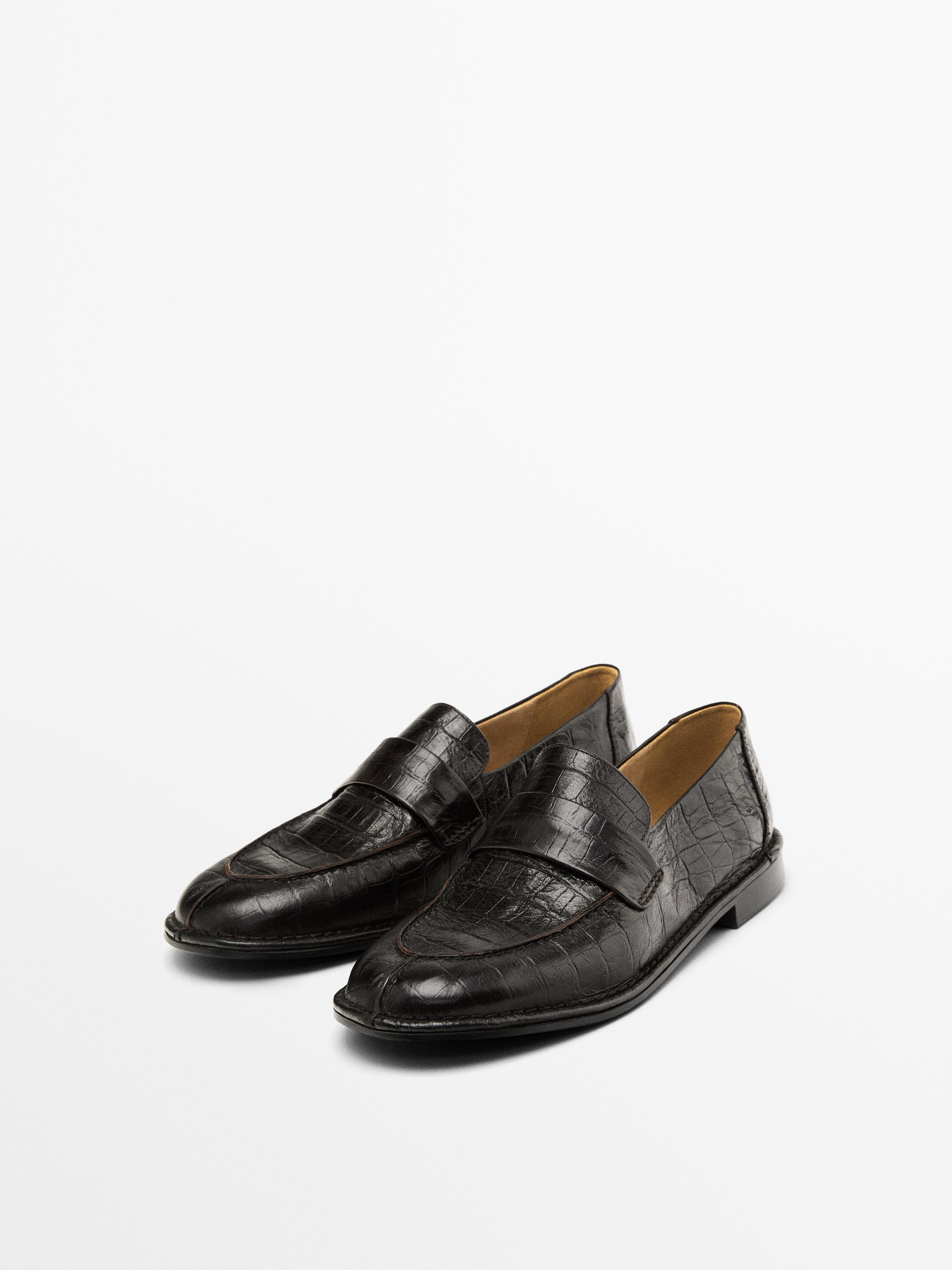 Mock croc embossed loafers | Zara US