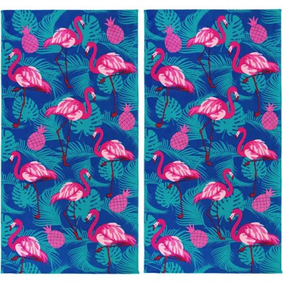 Ambrosane Tropical Flamingos Floral Beach Towel | 100% Cotton Pool Towel, 30"x60" (Set of 2) | Wayfair North America