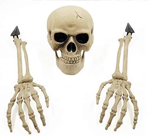 SUNYPLAY Halloween Realistic Skeleton Stakes,Ground Breaker Skull Skeleton Head and Arms for Lawn... | Amazon (US)
