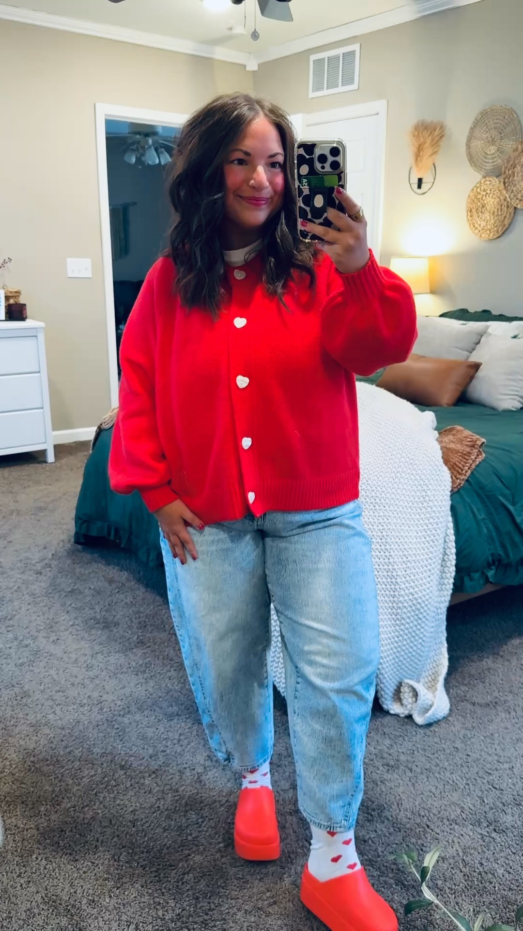 Valentine’s cardigans from Old Navy 💕 Cozy, cute, and easy to style.  
platform crocs: fit oversized // wearing a 2
jeans: fit true to size // wearing a 14
bubble tee: fits true to size // wearing a large
cardigan: fits true to size // wearing a large 

 

#LTKMidsize #LTKSeasonal #LTKootd