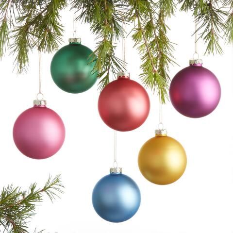 Pastel Glass Ball Christmas Ornaments 6 Pack | World Market