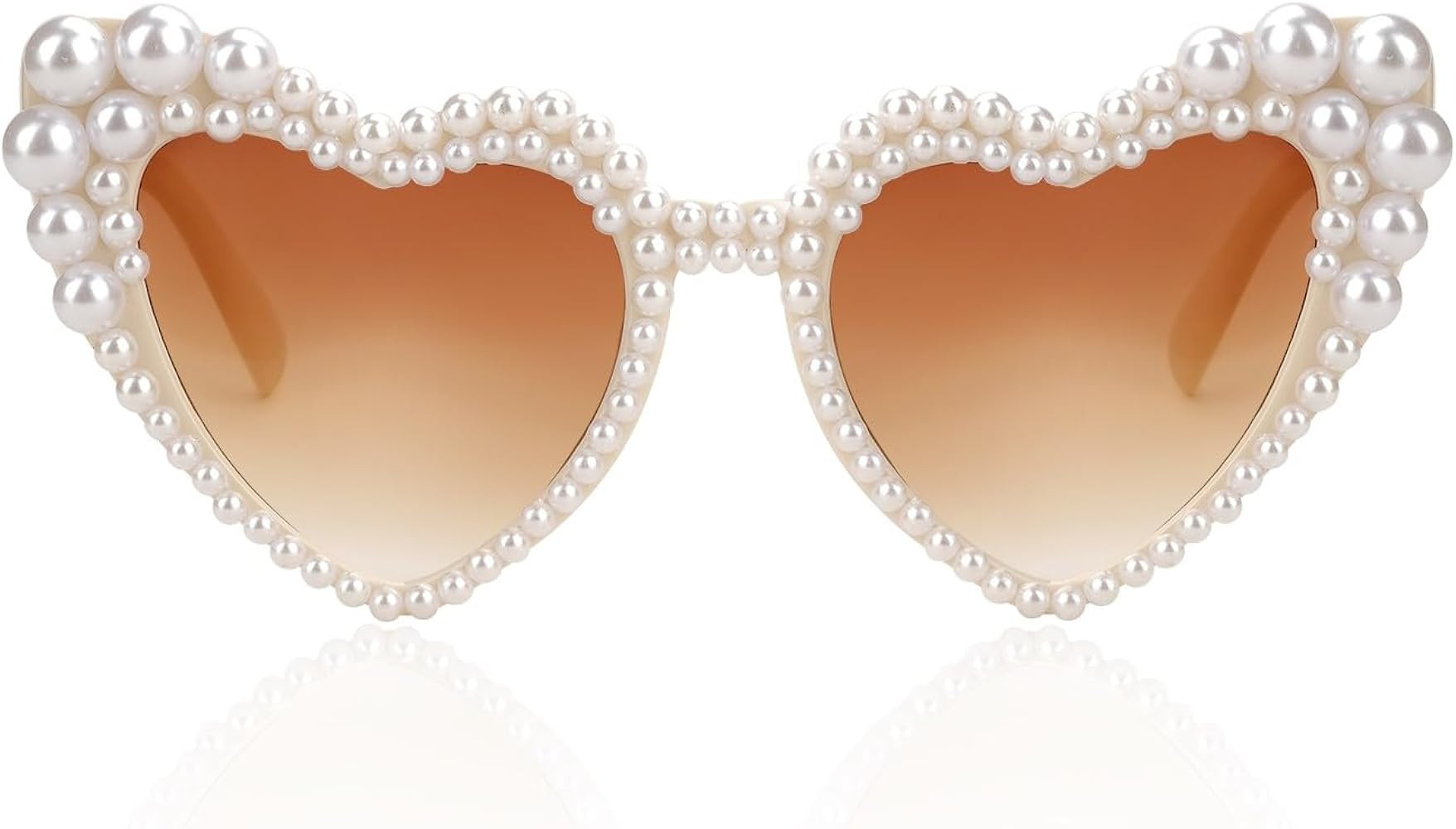 Love Heart Pearl Sunglasses for Women Rhinestone Glasses Bachelorette Party Bride Sunglasses | Amazon (US)