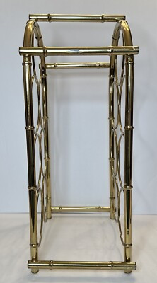Vintage Hollywood Regency Brass Faux Bamboo 7-Bottle Tabletop Wine Rack MCM | eBay US