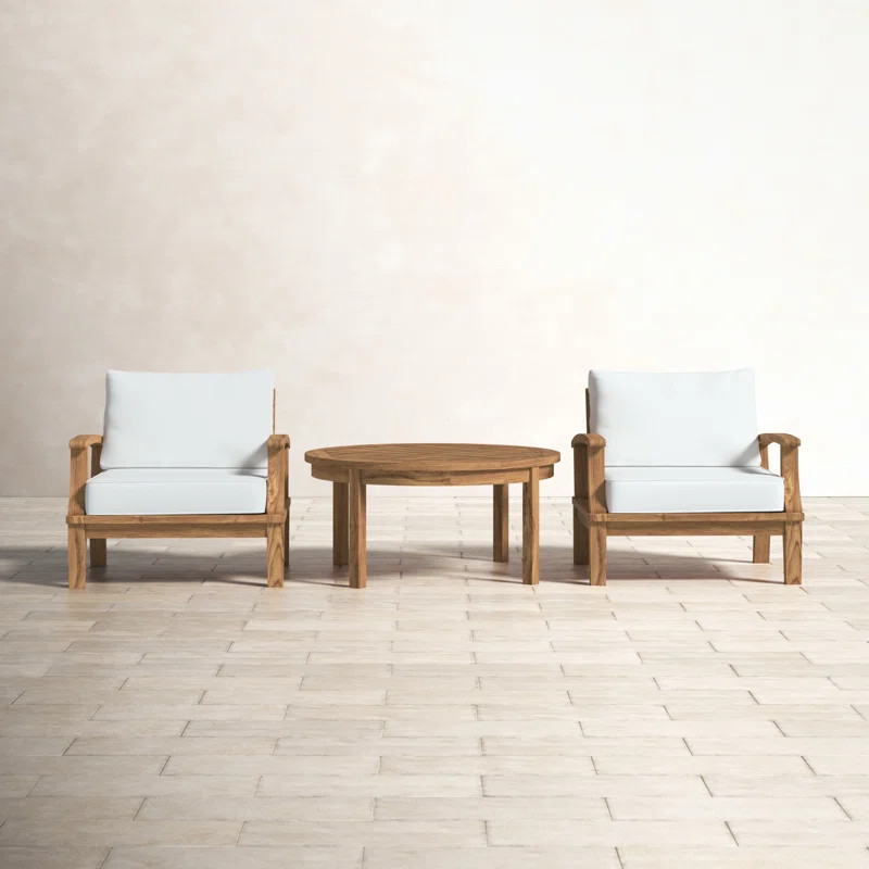 Alaina 3 Piece Teak Seating Group with Cushions | Wayfair Professional