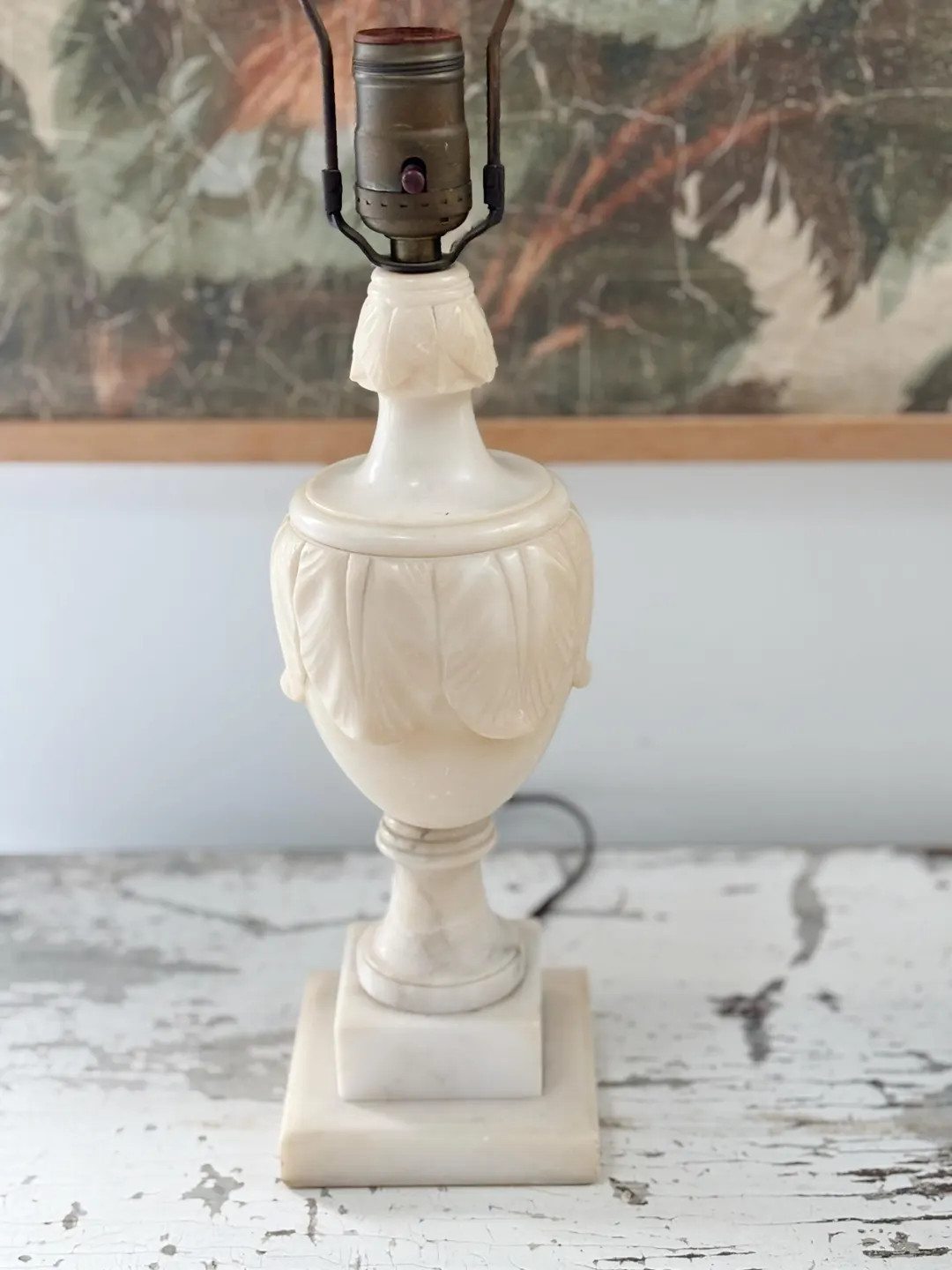 ANTIQUE ALABASTER LAMP + Harp + Eagle Finial • Simple & Gorgeous White Table or Bedside Lamp ... | Etsy (US)