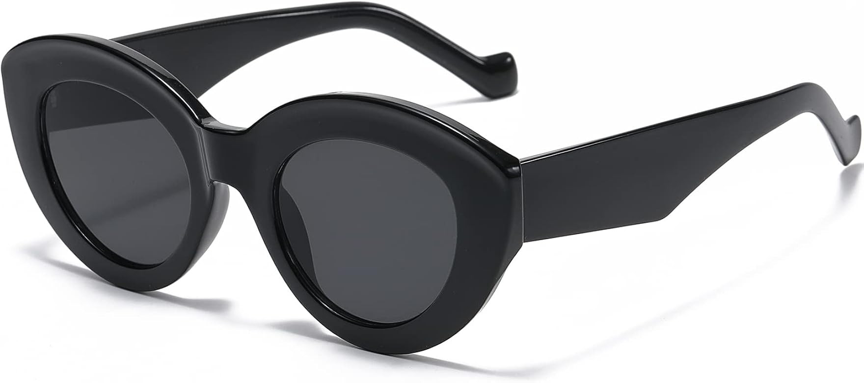 AIEYEZO Cat Eye Sunglasses for Women Men White Clout Goggles Retro Oval Round Cat Eye Thick Frame... | Amazon (US)