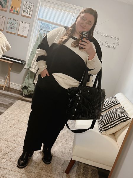 Plus size OOTD. Sweater from Target (4X), jeans from Target (28W), bag from Walmart, glasses from Warby Parker, and boots from Lane Bryant (linked similar) 

#LTKcurves #LTKunder100 #LTKstyletip
