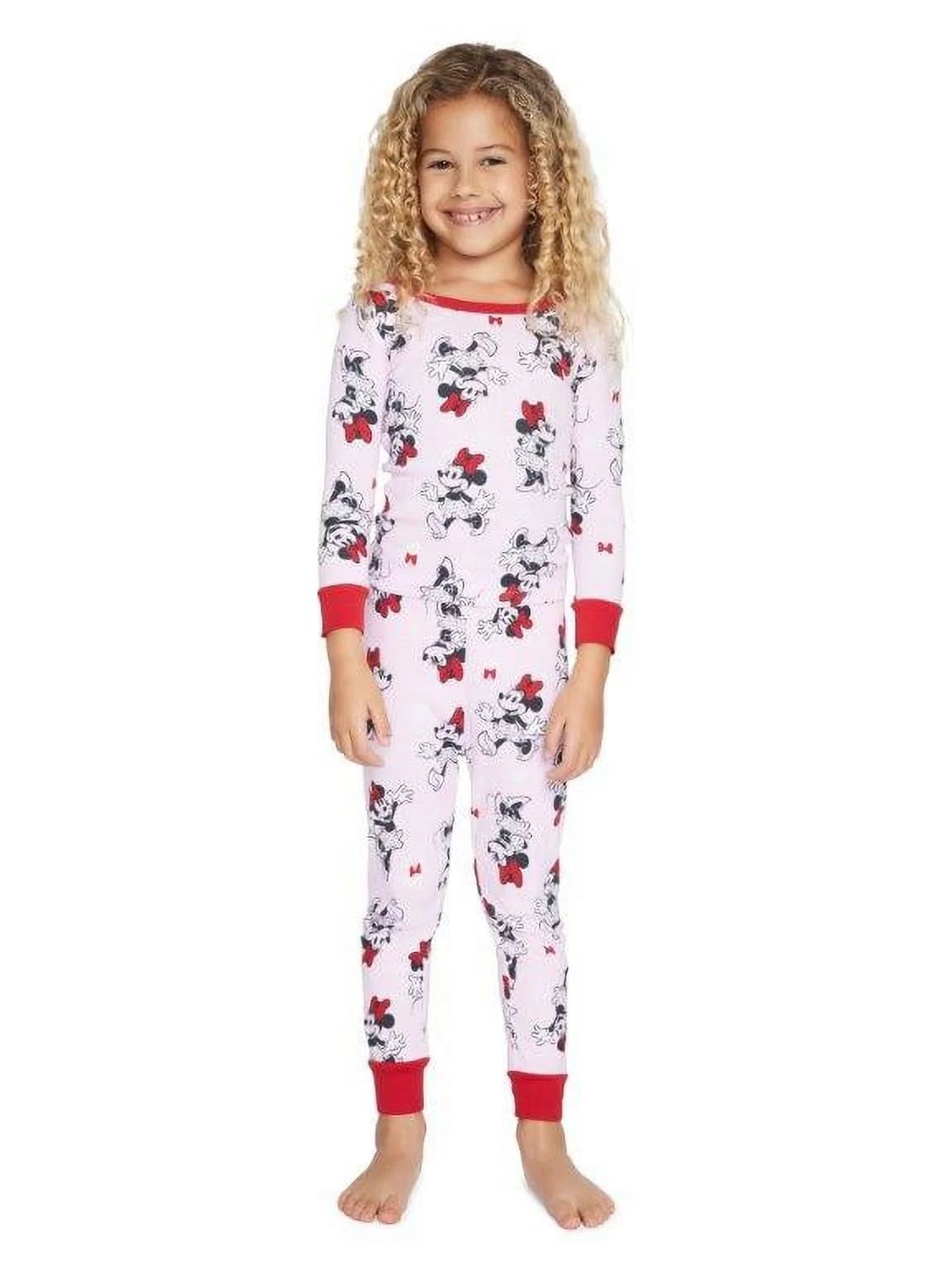 Disney Minnie Mouse Toddler Girls Long Sleeve Top and Pants, 2-Piece Pajama Set, Sizes 12M-5T | Walmart (US)