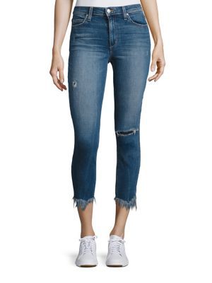 Charlie High-Rise Distressed Cropped Raw-Edge Skinny Jeans | Saks Fifth Avenue