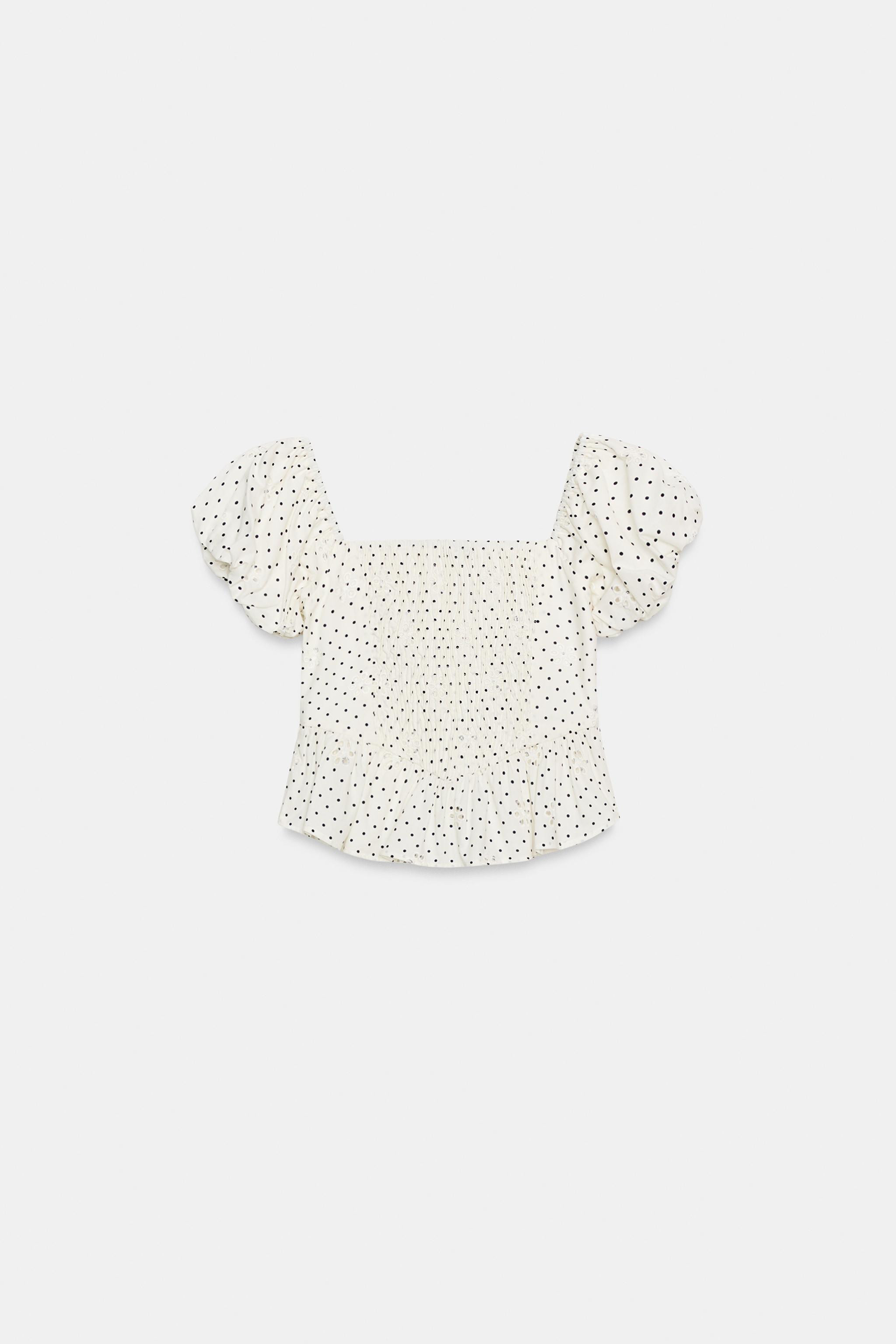 PRINTED TOP WITH CUTWORK EMBROIDERY | Zara UK