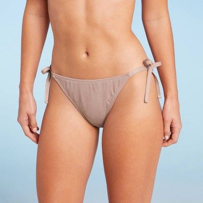 Women's Side-Tie Cheeky Bikini Bottom - Shade & Shore™ Light Mauve Lurex | Target