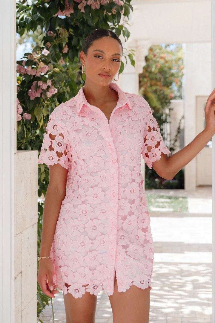 Tallie Button Up Mini Dress - Pink | Petal & Pup (AU)