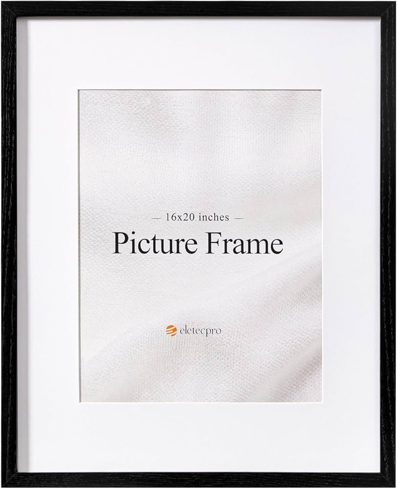 eletecpro 16x20 Solid Oak Wood Picture Frame with Strengthened Glass Cover, Optional Mat for 11x1... | Amazon (US)
