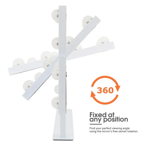 Fenchilin Hollywood Vanity Makeup Mirror with Lights Metal Tabletop White 14.5" x 18.5" - Walmart... | Walmart (US)