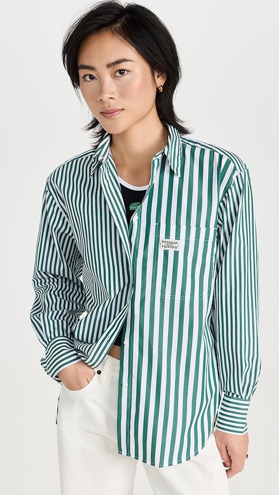 Lacoste x Bandier Cotton Striped Regular Fit Buttondown | Shopbop | Shopbop