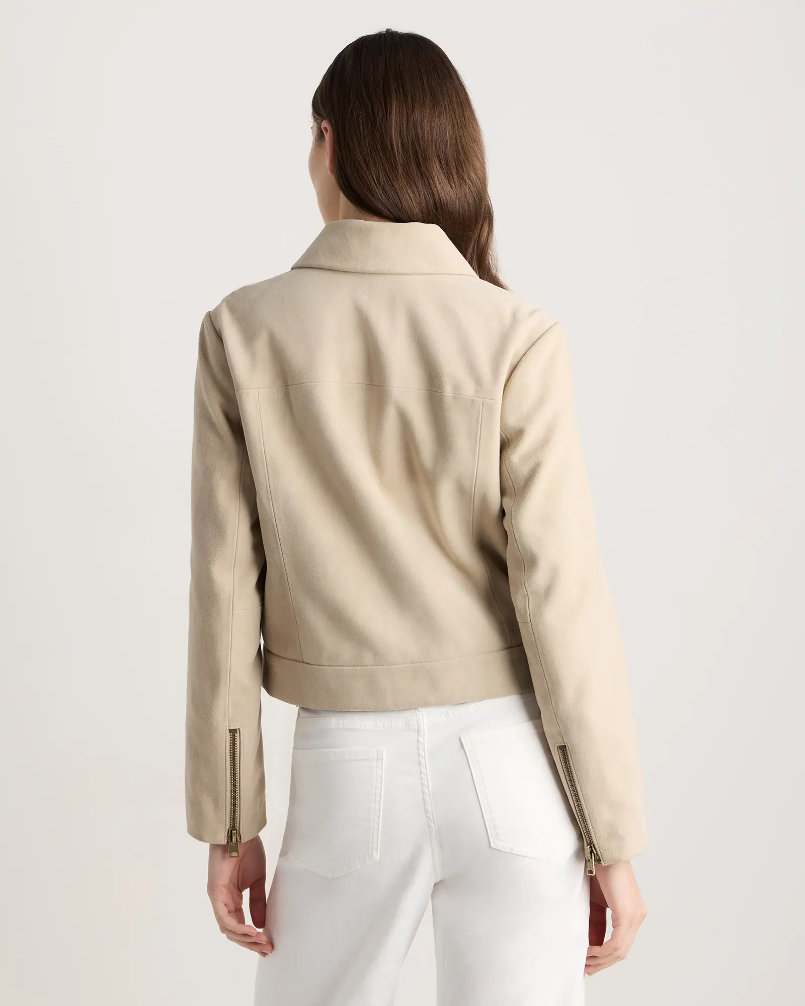 100% Suede Cropped Zip-Front Jacket | Quince