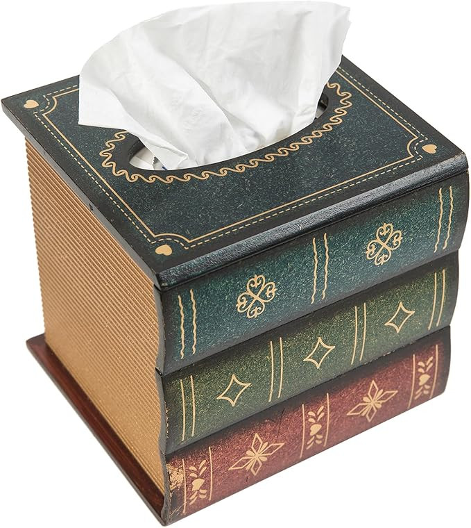 Crafted Classical Retro Wooden Antique Book Tissue Box Cover Square Tissue Holder Dispenser Paper... | Amazon (US)
