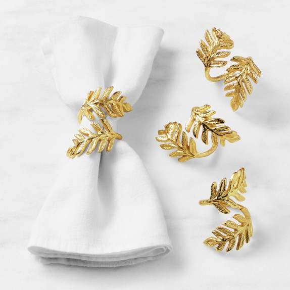 Gold Leaf Napkin Rings, Set of 4 | Williams-Sonoma
