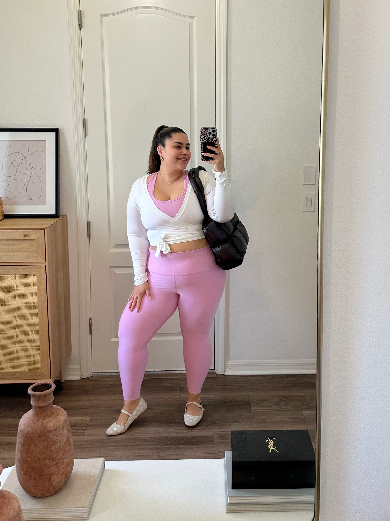 todays workout outfit for pilates 🎀✨ wearing size 1x in the leggings and 2x in the sports bra, size XL in the white wrap 

#LTKStyleTip #LTKPlusSize #LTKMidsize