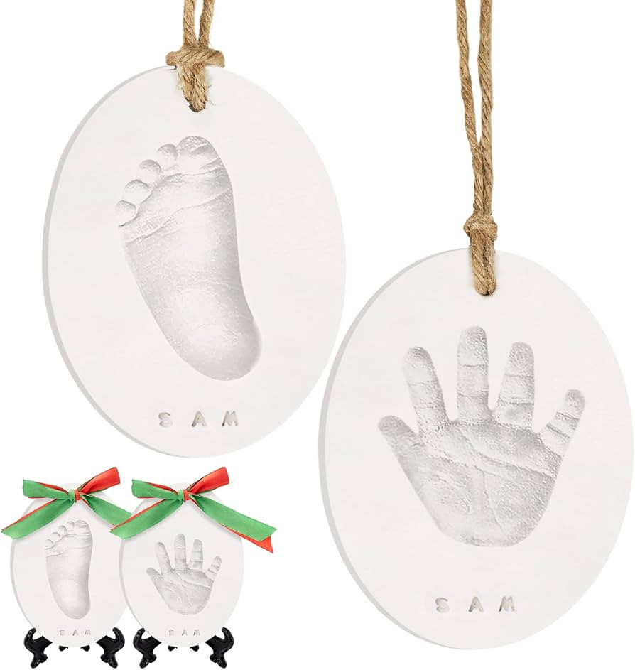Baby Hand and Footprint Kit Girls, Boys - Personalized Baby’s First Christmas Ornament Kit, New... | Amazon (US)