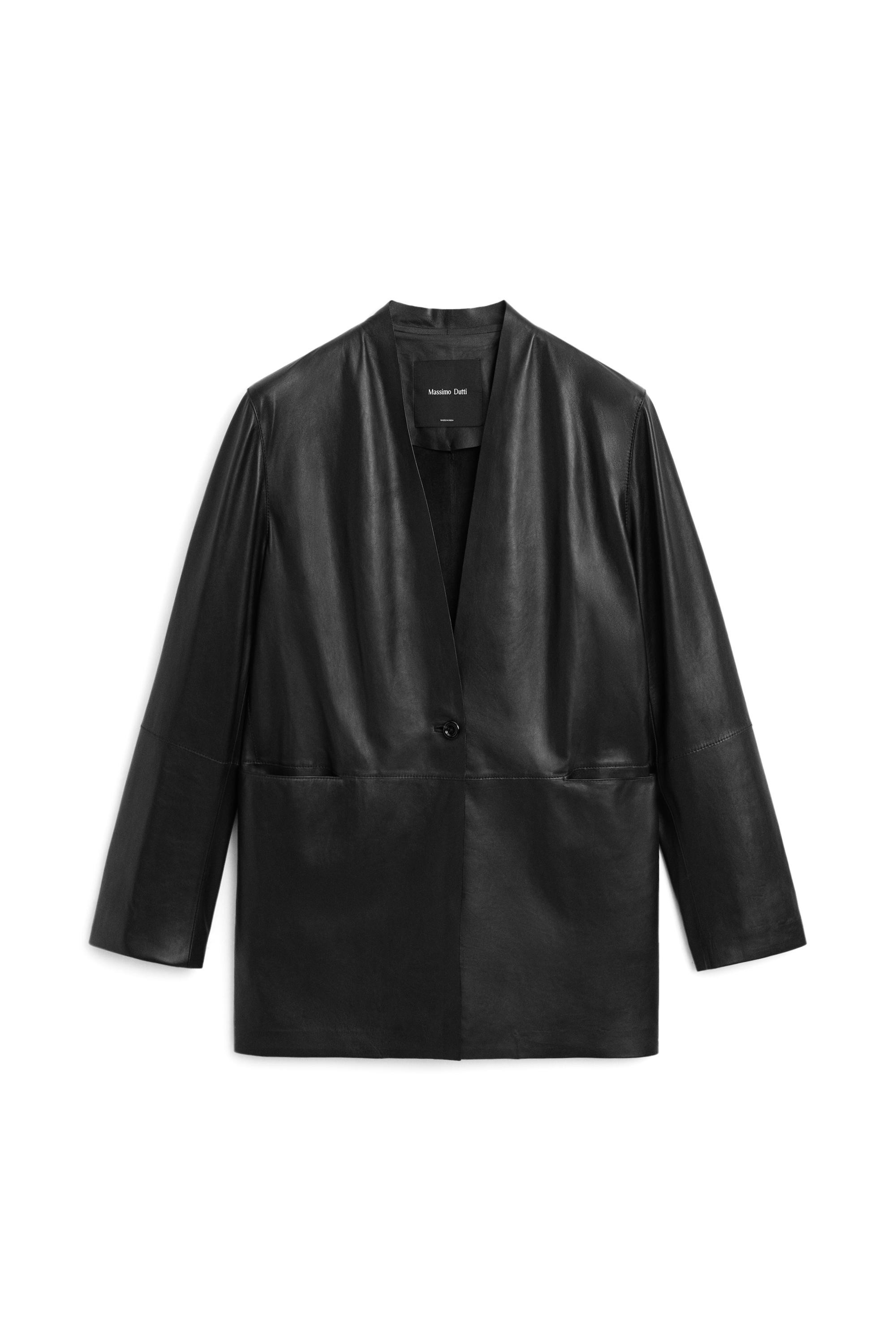 Single-button 100% nappa leather blazer - BLACK | Massimo Dutti UK