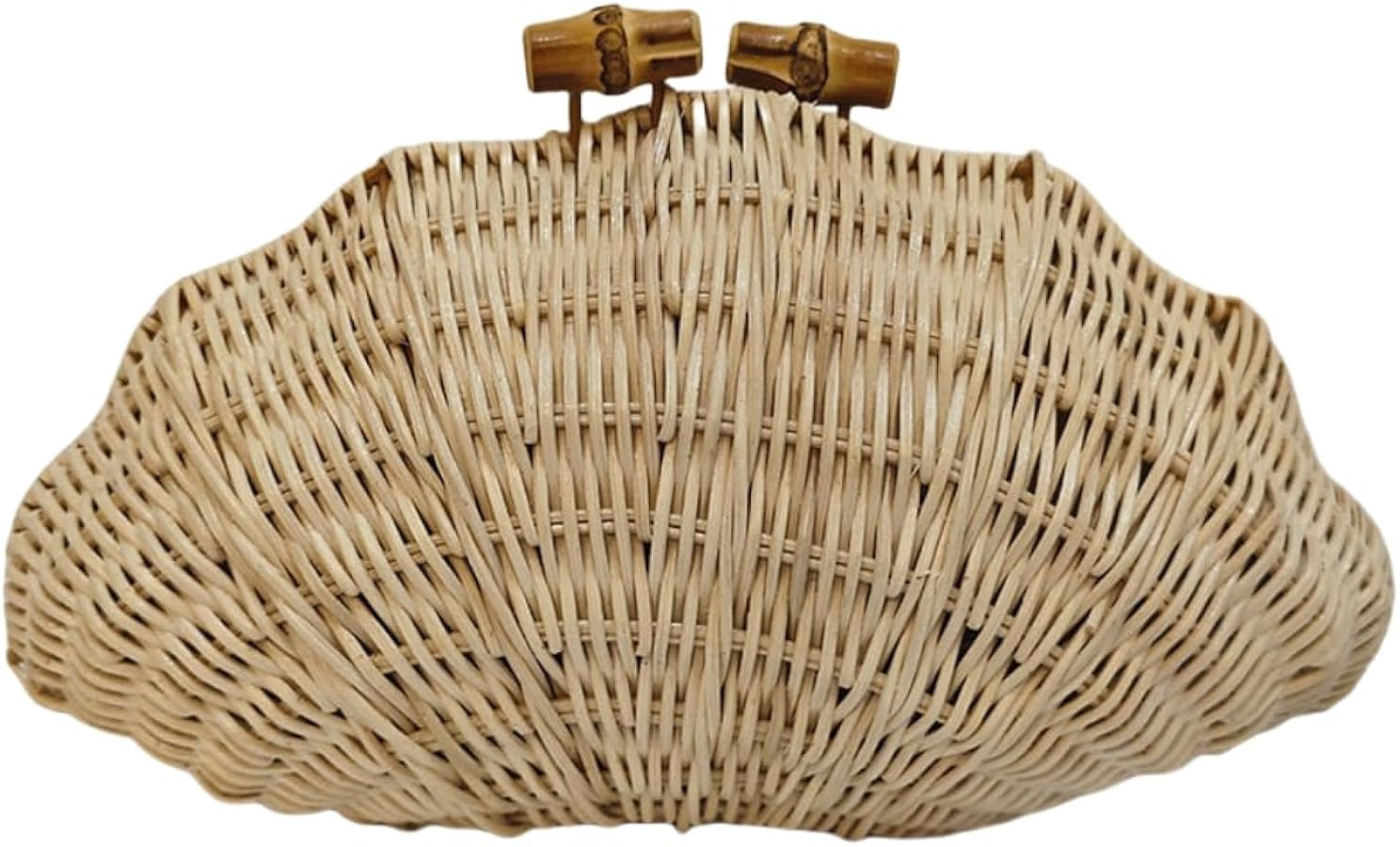 UMREN Hand-woven Shell Shaped Rattan Clutch Bag Summer Straw Clutch Purse Beach Wicker Handbags f... | Amazon (US)