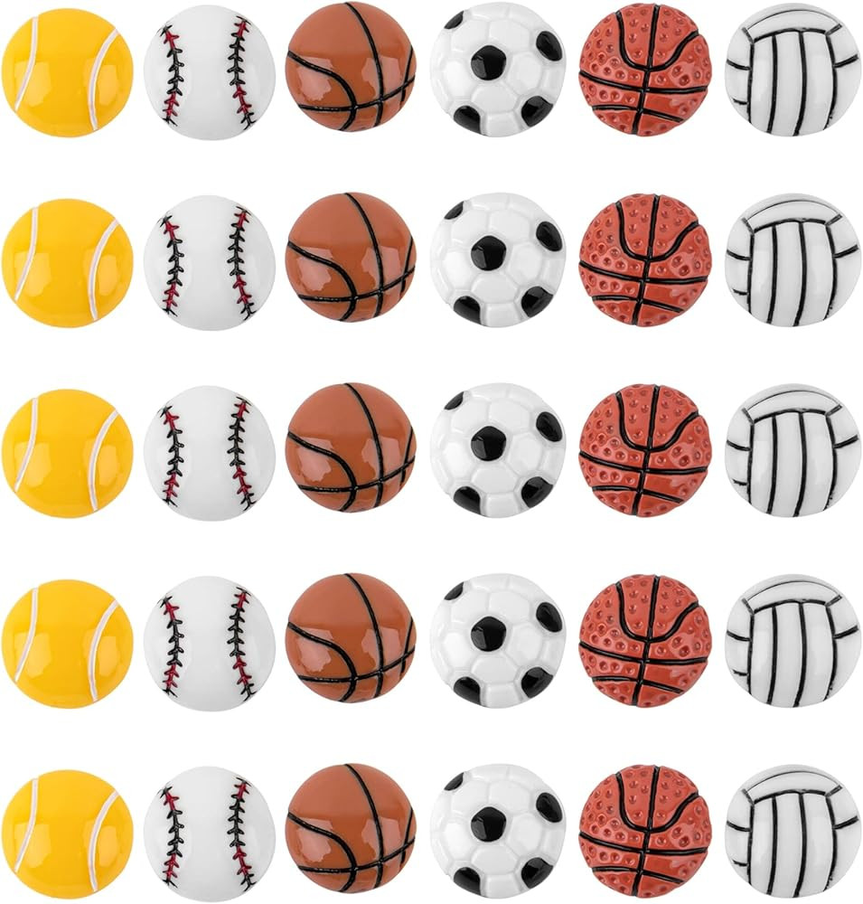 Framendino, 30Pack Assorted Sport Ball Slime Charms Football Volleyball Tennis Baseball Basketbal... | Amazon (US)